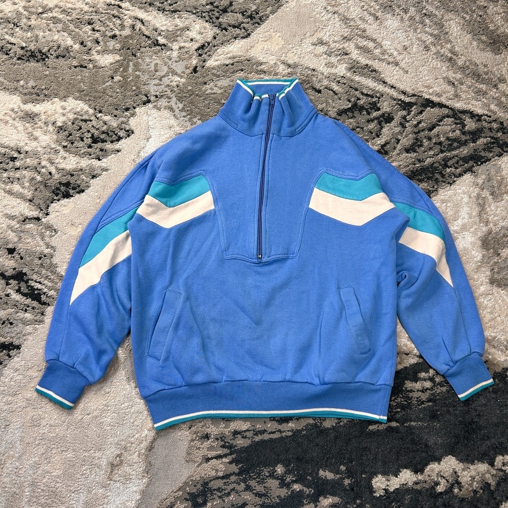Main‎ Event 80s Active Sportswear Sweatshirt Mens Small Fleece Half Zip